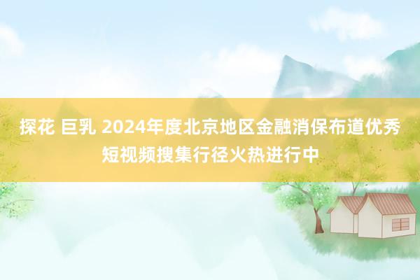 探花 巨乳 2024年度北京地区金融消保布道优秀短视频搜集行径火热进行中